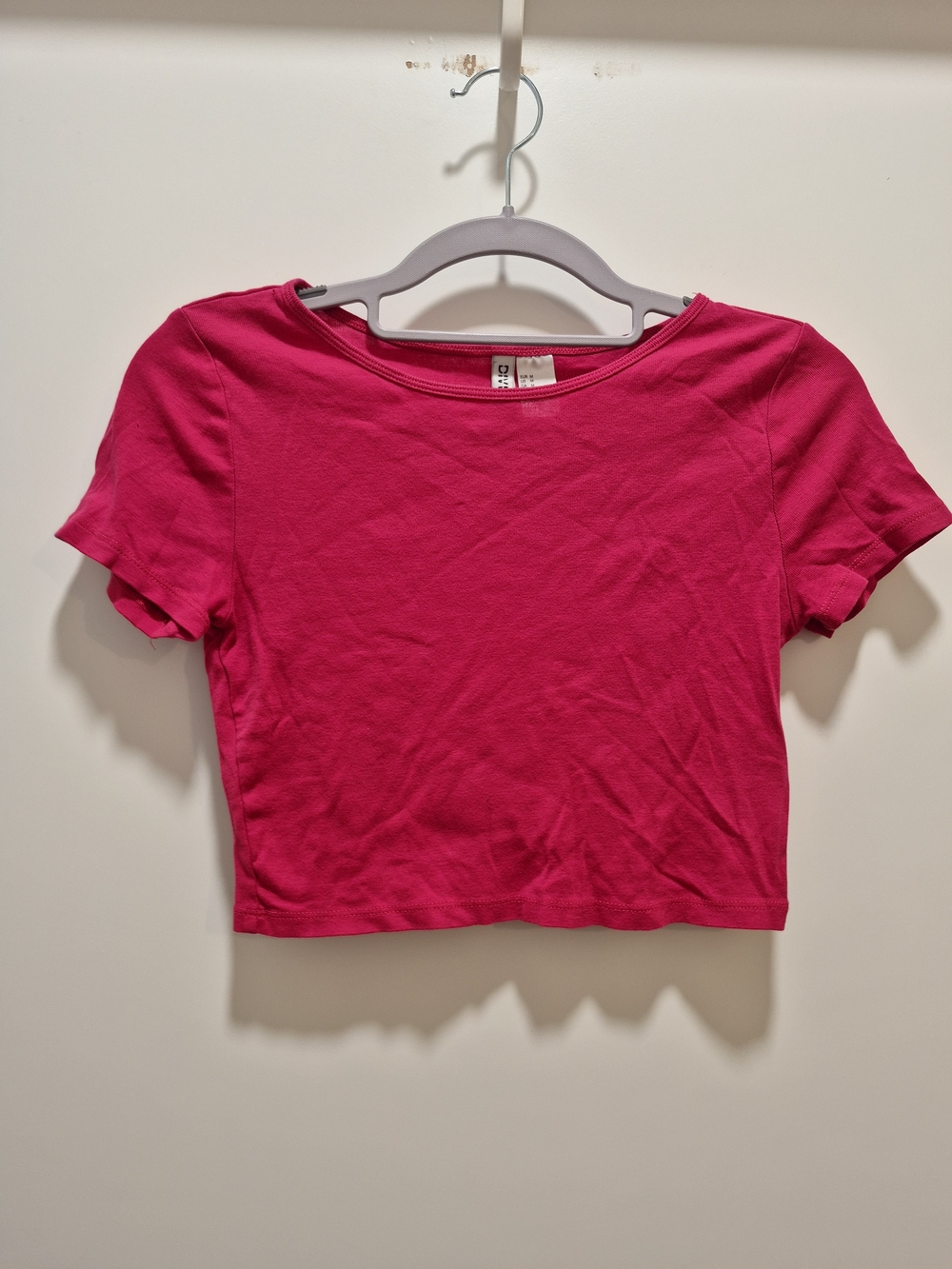 H&M Bright Pink Cropped Crewneck Top